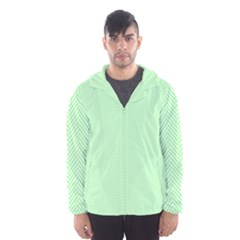    Classic Mint Green & White Herringbone Pattern Hooded Wind Breaker (men)