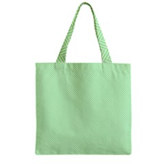    Classic Mint Green & White Herringbone Pattern Zipper Grocery Tote Bag by PodArtist