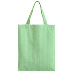    Classic Mint Green & White Herringbone Pattern Zipper Classic Tote Bag by PodArtist