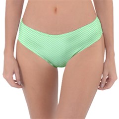    Classic Mint Green & White Herringbone Pattern Reversible Classic Bikini Bottoms by PodArtist