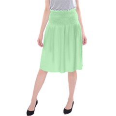    Classic Mint Green & White Herringbone Pattern Midi Beach Skirt