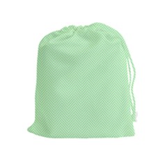    Classic Mint Green & White Herringbone Pattern Drawstring Pouches (extra Large) by PodArtist