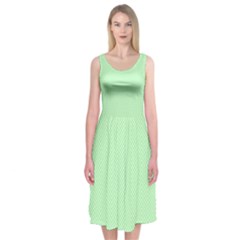    Classic Mint Green & White Herringbone Pattern Midi Sleeveless Dress by PodArtist