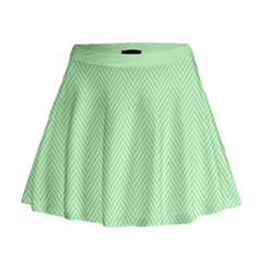    Classic Mint Green & White Herringbone Pattern Mini Flare Skirt by PodArtist