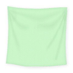    Classic Mint Green & White Herringbone Pattern Square Tapestry (large)