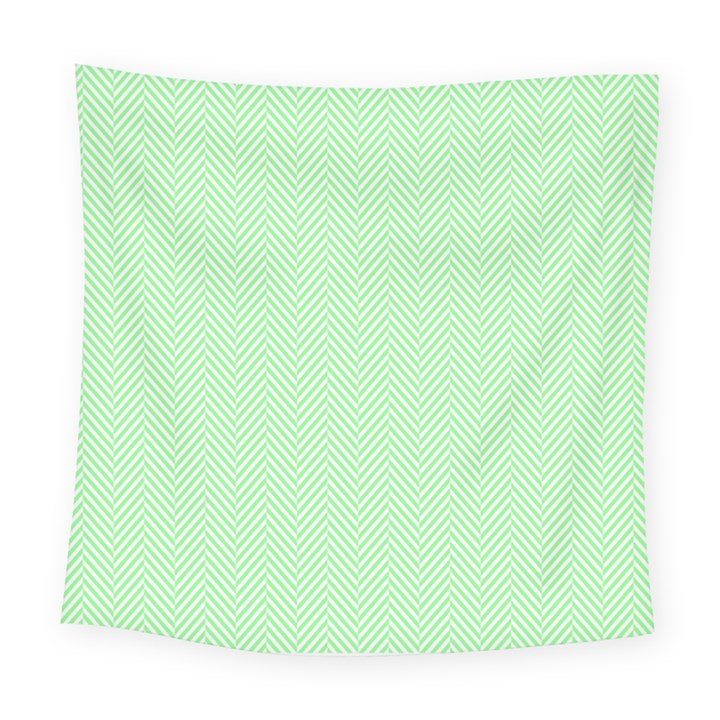    Classic Mint Green & White Herringbone Pattern Square Tapestry (Large)