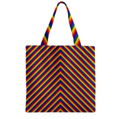 Gay Pride Flag Rainbow Chevron Stripe Zipper Grocery Tote Bag by PodArtist