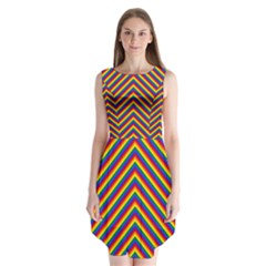 Gay Pride Flag Rainbow Chevron Stripe Sleeveless Chiffon Dress   by PodArtist