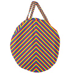 Gay Pride Flag Rainbow Chevron Stripe Giant Round Zipper Tote by PodArtist