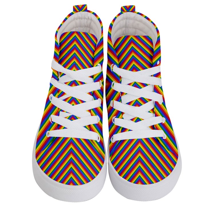 Gay Pride Flag Rainbow Chevron Stripe Kid s Hi-Top Skate Sneakers