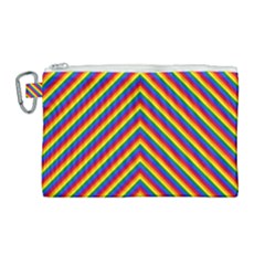 Gay Pride Flag Rainbow Chevron Stripe Canvas Cosmetic Bag (large) by PodArtist