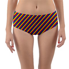 Gay Pride Flag Candy Cane Diagonal Stripe Reversible Mid-waist Bikini Bottoms by PodArtist