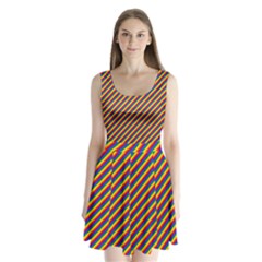 Gay Pride Flag Candy Cane Diagonal Stripe Split Back Mini Dress  by PodArtist