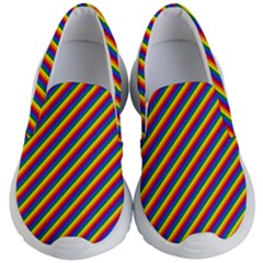 Gay Pride Flag Candy Cane Diagonal Stripe Kid s Lightweight Slip Ons by PodArtist