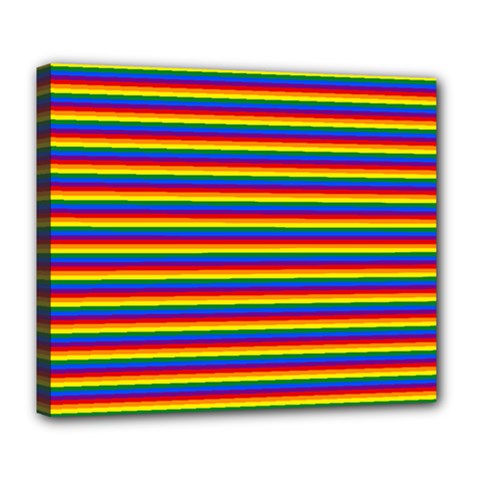 Horizontal Gay Pride Rainbow Flag Pin Stripes Deluxe Canvas 24  X 20   by PodArtist