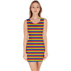 Horizontal Gay Pride Rainbow Flag Pin Stripes Bodycon Dress by PodArtist