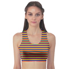 Horizontal Gay Pride Rainbow Flag Pin Stripes Sports Bra by PodArtist