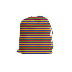 Horizontal Gay Pride Rainbow Flag Pin Stripes Drawstring Pouches (medium)  by PodArtist