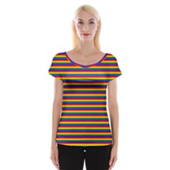 Horizontal Gay Pride Rainbow Flag Pin Stripes Cap Sleeve Tops by PodArtist