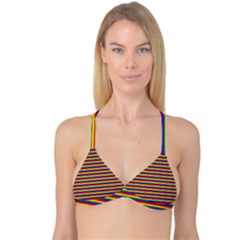 Horizontal Gay Pride Rainbow Flag Pin Stripes Reversible Tri Bikini Top by PodArtist