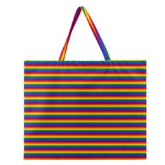 Horizontal Gay Pride Rainbow Flag Pin Stripes Zipper Large Tote Bag by PodArtist