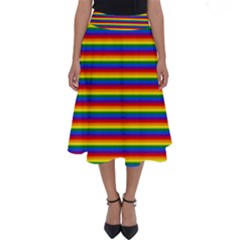 Horizontal Gay Pride Rainbow Flag Pin Stripes Perfect Length Midi Skirt by PodArtist