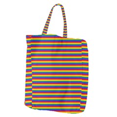 Horizontal Gay Pride Rainbow Flag Pin Stripes Giant Grocery Zipper Tote by PodArtist