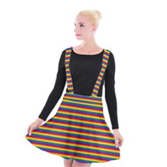 Horizontal Gay Pride Rainbow Flag Pin Stripes Suspender Skater Skirt by PodArtist