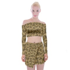 Operation Desert Cat Camouflage Catmouflage Off Shoulder Top With Mini Skirt Set by PodArtist