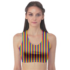 Vertical Gay Pride Rainbow Flag Pin Stripes Sports Bra by PodArtist