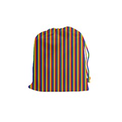 Vertical Gay Pride Rainbow Flag Pin Stripes Drawstring Pouches (medium)  by PodArtist