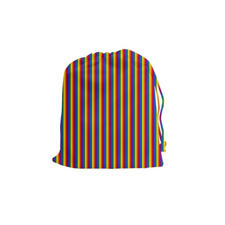 Vertical Gay Pride Rainbow Flag Pin Stripes Drawstring Pouches (Medium) 