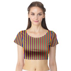 Vertical Gay Pride Rainbow Flag Pin Stripes Short Sleeve Crop Top