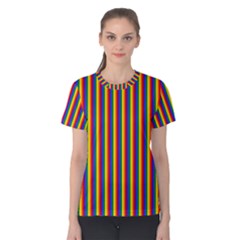 Vertical Gay Pride Rainbow Flag Pin Stripes Women s Cotton Tee
