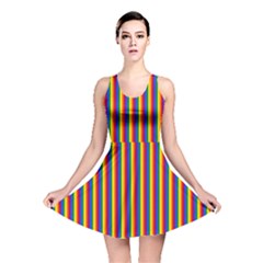 Vertical Gay Pride Rainbow Flag Pin Stripes Reversible Skater Dress