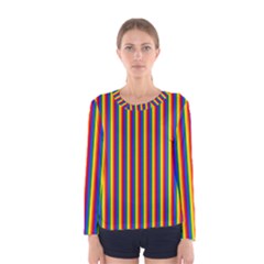 Vertical Gay Pride Rainbow Flag Pin Stripes Women s Long Sleeve Tee