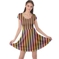 Vertical Gay Pride Rainbow Flag Pin Stripes Cap Sleeve Dress