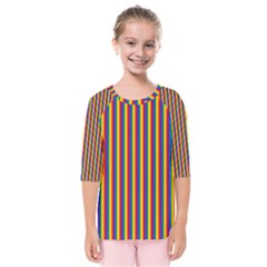 Vertical Gay Pride Rainbow Flag Pin Stripes Kids  Quarter Sleeve Raglan Tee