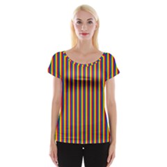 Vertical Gay Pride Rainbow Flag Pin Stripes Cap Sleeve Tops