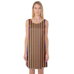 Vertical Gay Pride Rainbow Flag Pin Stripes Sleeveless Satin Nightdress