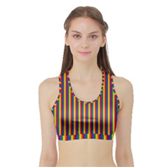 Vertical Gay Pride Rainbow Flag Pin Stripes Sports Bra with Border