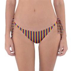 Vertical Gay Pride Rainbow Flag Pin Stripes Reversible Bikini Bottom
