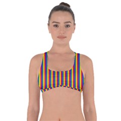 Vertical Gay Pride Rainbow Flag Pin Stripes Got No Strings Sports Bra