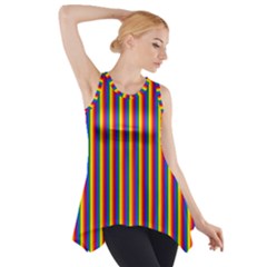 Vertical Gay Pride Rainbow Flag Pin Stripes Side Drop Tank Tunic