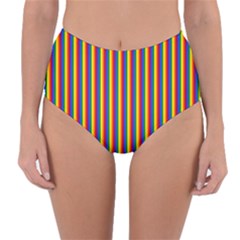 Vertical Gay Pride Rainbow Flag Pin Stripes Reversible High-Waist Bikini Bottoms