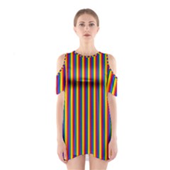 Vertical Gay Pride Rainbow Flag Pin Stripes Shoulder Cutout One Piece by PodArtist