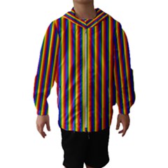 Vertical Gay Pride Rainbow Flag Pin Stripes Hooded Wind Breaker (Kids)