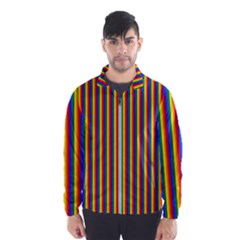 Vertical Gay Pride Rainbow Flag Pin Stripes Wind Breaker (men) by PodArtist