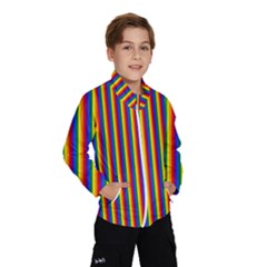 Vertical Gay Pride Rainbow Flag Pin Stripes Wind Breaker (Kids)