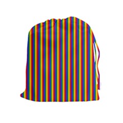 Vertical Gay Pride Rainbow Flag Pin Stripes Drawstring Pouches (extra Large) by PodArtist